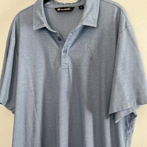 Travis Matthews Mens XXL Blue Polo Golf Shirt Embroidered Crest to Left Chest
